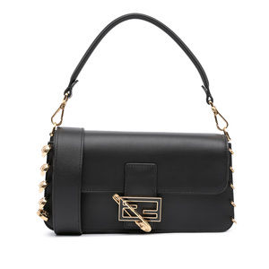 Pre-Loved Fendi Versace Vitello Seta Fendace Brooch Baguette Satchel